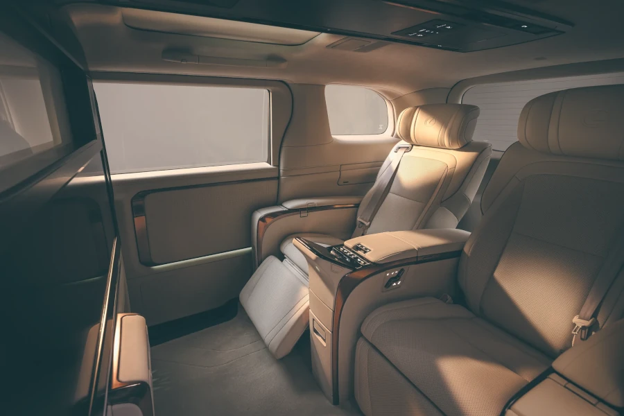Amazing interior of a luxury limousine for airport transfer in Phuket.