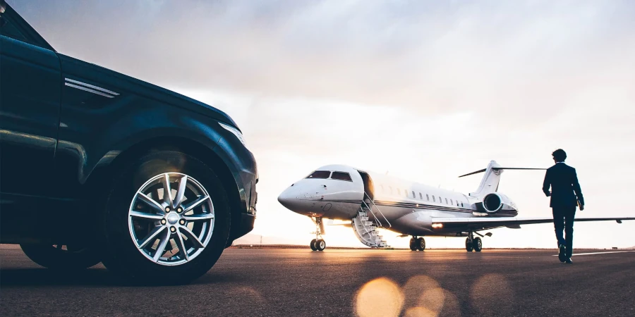 A limousine for airport transfer with private jet in Phuket.